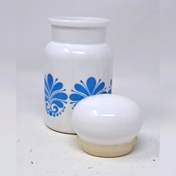 Vintage Belgian Blue And White Milk Glass Apothecary Jar - Picture 4 of 7